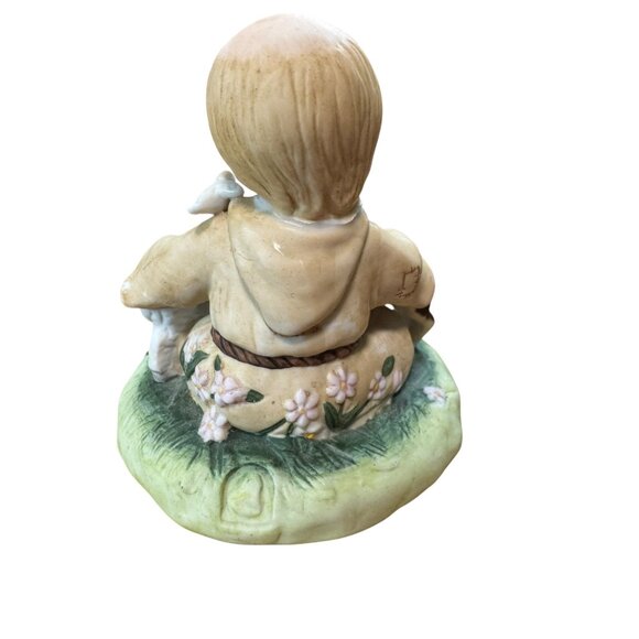 Little Francis Schmid Figurine Peace Prayer Collection 1992 Boy With Dog, Bird & - Picture 7 of 13
